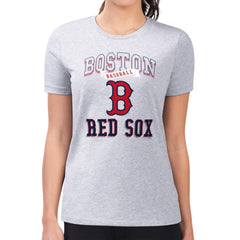 Boston Red Sox G-III 4Her by Carl Banks Women's Super-Slim Fit Lightweight Team Logo Graphic T-Shirt - Heather Gray