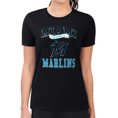 Miami Marlins G-III 4Her by Carl Banks Women's Super-Slim Fit Lightweight Team Logo Graphic T-Shirt - Black