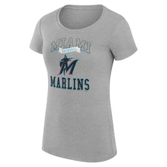 Miami Marlins G-III 4Her by Carl Banks Women's Super-Slim Fit Lightweight Team Logo Graphic T-Shirt - Heather Gray