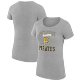 Pittsburgh Pirates G-III 4Her by Carl Banks Women's Super-Slim Fit Lightweight Team Logo Graphic T-Shirt - Heather Gray