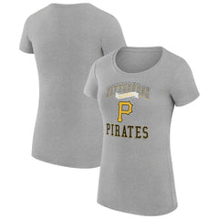 Pittsburgh Pirates G-III 4Her by Carl Banks Women's Super-Slim Fit Lightweight Team Logo Graphic T-Shirt - Heather Gray