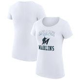 Miami Marlins G-III 4Her by Carl Banks Women's Super-Slim Fit Lightweight Team Logo Graphic T-Shirt - White