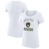 Milwaukee Brewers G-III 4Her by Carl Banks Women's Super-Slim Fit Lightweight Team Logo Graphic T-Shirt - White