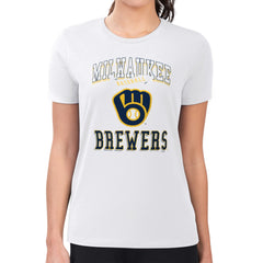 Milwaukee Brewers G-III 4Her by Carl Banks Women's Super-Slim Fit Lightweight Team Logo Graphic T-Shirt - White