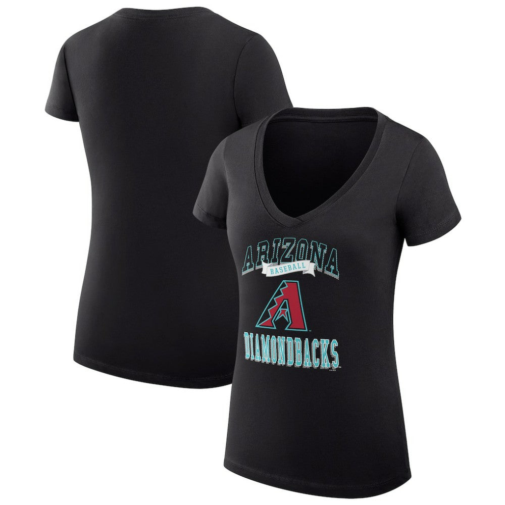 Arizona Diamondbacks G-III 4Her by Carl Banks Women's Super-Slim Fit Lightweight Team Logo Graphic V-Neck T-Shirt - Black