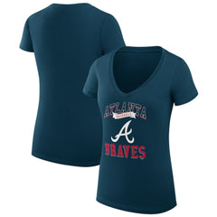 Atlanta Braves G-III 4Her by Carl Banks Women's Super-Slim Fit Lightweight Team Logo Graphic V-Neck T-Shirt - Navy