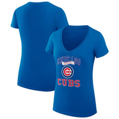 Chicago Cubs G-III 4Her by Carl Banks Women's Super-Slim Fit Lightweight Team Logo Graphic V-Neck T-Shirt - Royal