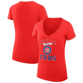 Chicago Cubs G-III 4Her by Carl Banks Women's Super-Slim Fit Lightweight Team Logo Graphic V-Neck T-Shirt - Red
