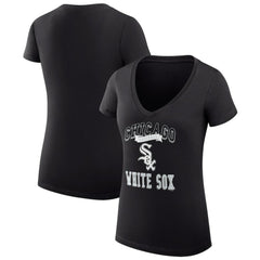 Chicago White Sox G-III 4Her by Carl Banks Women's Super-Slim Fit Lightweight Team Logo Graphic V-Neck T-Shirt - Black