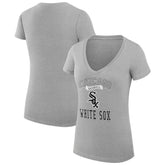 Chicago White Sox G-III 4Her by Carl Banks Women's Super-Slim Fit Lightweight Team Logo Graphic V-Neck T-Shirt - Heather Gray