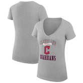 Cleveland Guardians G-III 4Her by Carl Banks Women's Super-Slim Fit Lightweight Team Logo Graphic V-Neck T-Shirt - Heather Gray