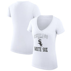 Chicago White Sox G-III 4Her by Carl Banks Women's Super-Slim Fit Lightweight Team Logo Graphic V-Neck T-Shirt - White