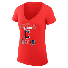 Cleveland Guardians G-III 4Her by Carl Banks Women's Super-Slim Fit Lightweight Team Logo Graphic V-Neck T-Shirt - Red