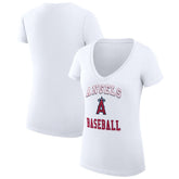 Los Angeles Angels G-III 4Her by Carl Banks Women's Super-Slim Fit Lightweight Team Logo Graphic V-Neck T-Shirt - White