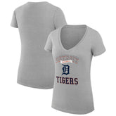 Detroit Tigers G-III 4Her by Carl Banks Women's Super-Slim Fit Lightweight Team Logo Graphic V-Neck T-Shirt - Heather Gray
