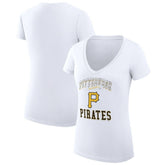 Pittsburgh Pirates G-III 4Her by Carl Banks Women's Super-Slim Fit Lightweight Team Logo Graphic V-Neck T-Shirt - White