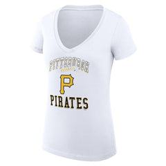 Pittsburgh Pirates G-III 4Her by Carl Banks Women's Super-Slim Fit Lightweight Team Logo Graphic V-Neck T-Shirt - White