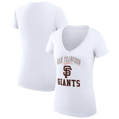 San Francisco Giants G-III 4Her by Carl Banks Women's Super-Slim Fit Lightweight Team Logo Graphic V-Neck T-Shirt - White