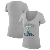 Seattle Mariners G-III 4Her by Carl Banks Women's Super-Slim Fit Lightweight Team Logo Graphic V-Neck T-Shirt - Heather Gray