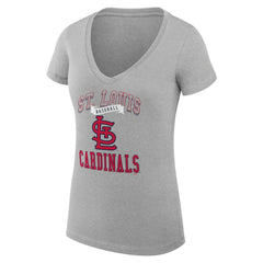 St. Louis Cardinals G-III 4Her by Carl Banks Women's Super-Slim Fit Lightweight Team Logo Graphic V-Neck T-Shirt - Heather Gray