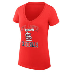 St. Louis Cardinals G-III 4Her by Carl Banks Women's Super-Slim Fit Lightweight Team Logo Graphic V-Neck T-Shirt - Red