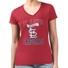 St. Louis Cardinals G-III 4Her by Carl Banks Women's Super-Slim Fit Lightweight Team Logo Graphic V-Neck T-Shirt - Red