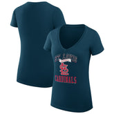 St. Louis Cardinals G-III 4Her by Carl Banks Women's Super-Slim Fit Lightweight Team Logo Graphic V-Neck T-Shirt - Navy