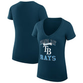Tampa Bay Rays G-III 4Her by Carl Banks Women's Super-Slim Fit Lightweight Team Logo Graphic V-Neck T-Shirt - Navy