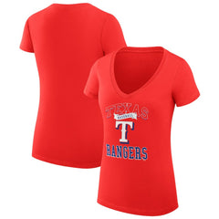 Texas Rangers G-III 4Her by Carl Banks Women's Super-Slim Fit Lightweight Team Logo Graphic V-Neck T-Shirt - Red