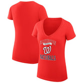 Washington Nationals G-III 4Her by Carl Banks Women's Super-Slim Fit Lightweight Team Logo Graphic V-Neck T-Shirt - Red