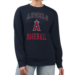 Los Angeles Angels G-III 4Her by Carl Banks Women's Team Logo Graphic Tri-Blend Fleece Pullover Sweatshirt - Navy