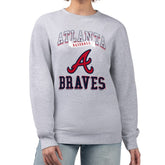 Atlanta Braves G-III 4Her by Carl Banks Women's Team Logo Graphic Tri-Blend Fleece Pullover Sweatshirt - Heather Gray
