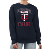 Minnesota Twins G-III 4Her by Carl Banks Women's Team Logo Graphic Tri-Blend Fleece Pullover Sweatshirt - Navy