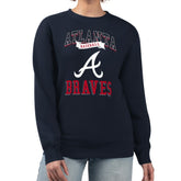 Atlanta Braves G-III 4Her by Carl Banks Women's Team Logo Graphic Tri-Blend Fleece Pullover Sweatshirt - Navy