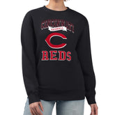 Cincinnati Reds G-III 4Her by Carl Banks Women's Team Logo Graphic Tri-Blend Fleece Pullover Sweatshirt - Black