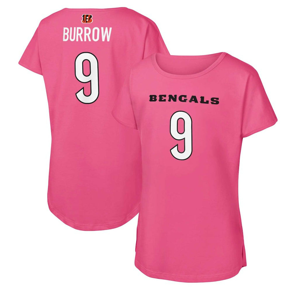 Joe Burrow Cincinnati Bengals Girls Youth Player Name & Number T-Shirt - Pink sale