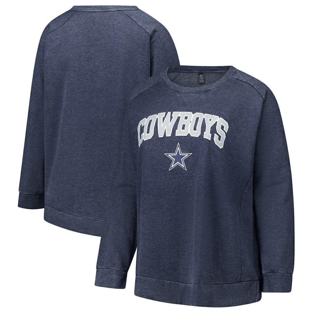 Dallas Cowboys Profile Women's Plus Size Acid Wash Raglan Sweatshirt - Navy for sale