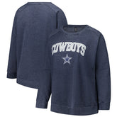 Dallas Cowboys Profile Women's Plus Size Acid Wash Raglan Sweatshirt - Navy for sale