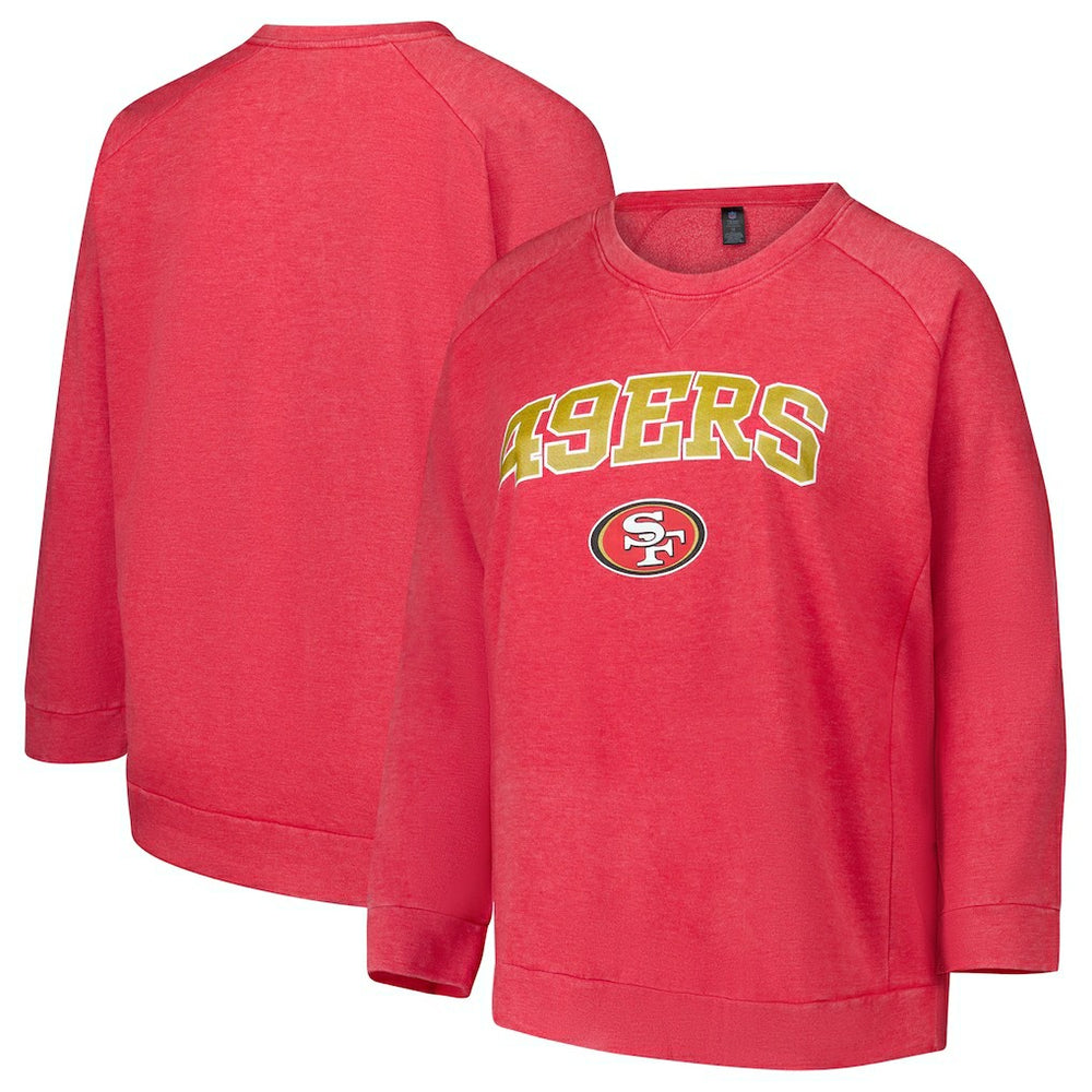 San Francisco 49ers Profile Women's Plus Size Acid Wash Raglan Sweatshirt - Red discount