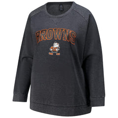 Cleveland Browns Profile Women's Plus Size Acid Wash Raglan Sweatshirt - Charcoal on sale