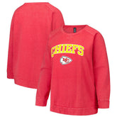 Kansas City Chiefs Profile Women's Plus Size Acid Wash Raglan Sweatshirt - Red for sale