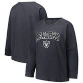 Las Vegas Raiders Profile Women's Plus Size Acid Wash Raglan Sweatshirt - Charcoal outlet