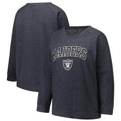 Las Vegas Raiders Profile Women's Plus Size Acid Wash Raglan Sweatshirt - Charcoal outlet