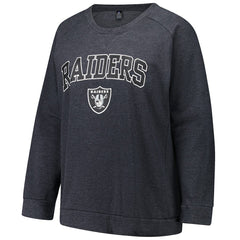 Las Vegas Raiders Profile Women's Plus Size Acid Wash Raglan Sweatshirt - Charcoal outlet