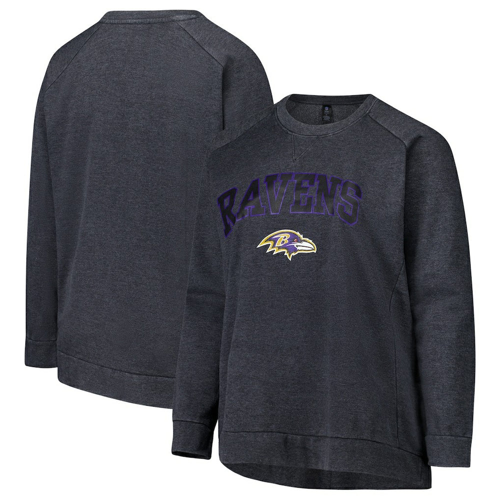 Baltimore Ravens Profile Women's Plus Size Acid Wash Raglan Sweatshirt - Charcoal cheap
