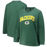 Green Bay Packers Profile Women's Plus Size Acid Wash Raglan Sweatshirt - Heather Green online