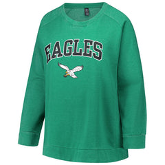 Philadelphia Eagles Profile Women's Plus Size Acid Wash Raglan Sweatshirt - Kelly Green for sale
