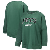 New York Jets Profile Women's Plus Size Acid Wash Raglan Sweatshirt - Heather Green discount