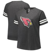 Arizona Cardinals Women's Plus Size Logo Striped Raglan Notch Neck T-Shirt - Charcoal on sale