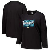 Jacksonville Jaguars Women's Long Sleeve Scoop Neck T-Shirt - Black discount